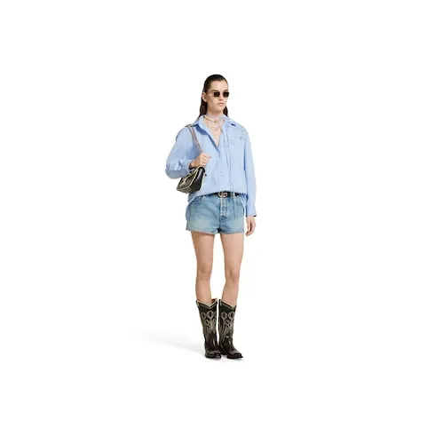 Stonewashed Denim Shorts