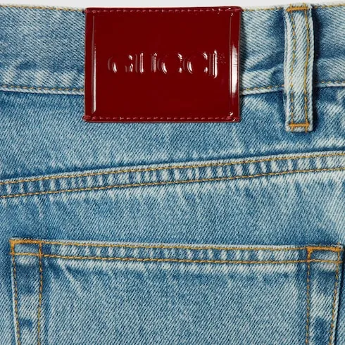 Stonewashed Denim Shorts