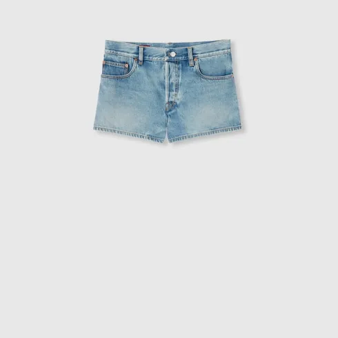 Stonewashed Denim Shorts