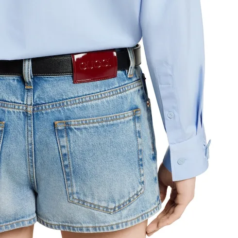 Stonewashed Denim Shorts