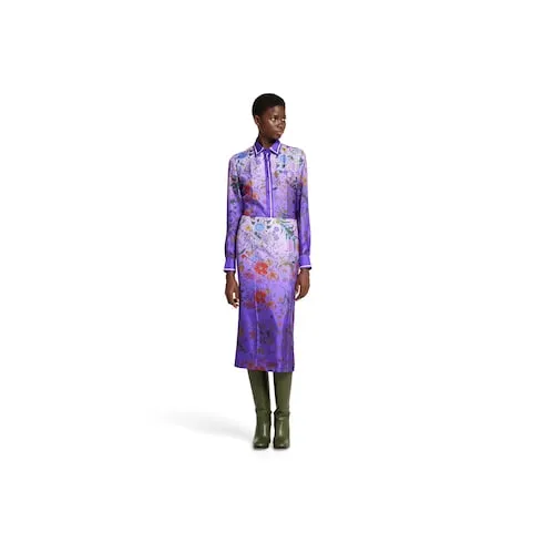 Printed Silk Twill Skirt