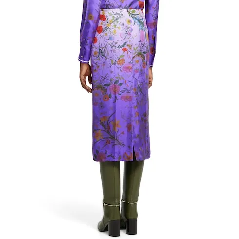 Printed Silk Twill Skirt