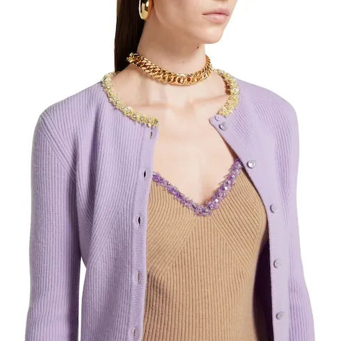 Rib Felted Wool Top With Embroidery