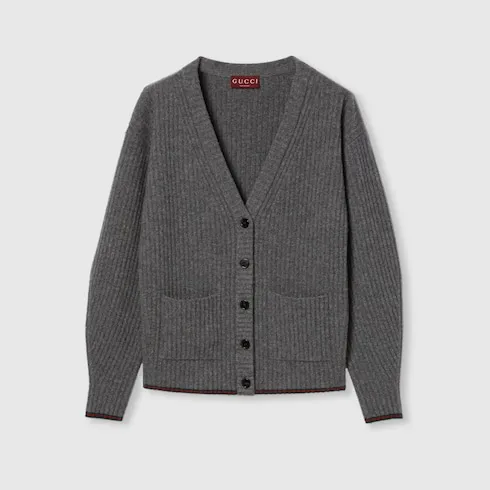 Rib Felted Wool Cardigan With Web