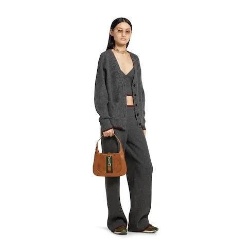 Rib Felted Wool Cardigan With Web