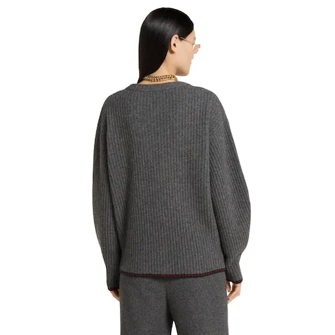Rib Felted Wool Cardigan With Web