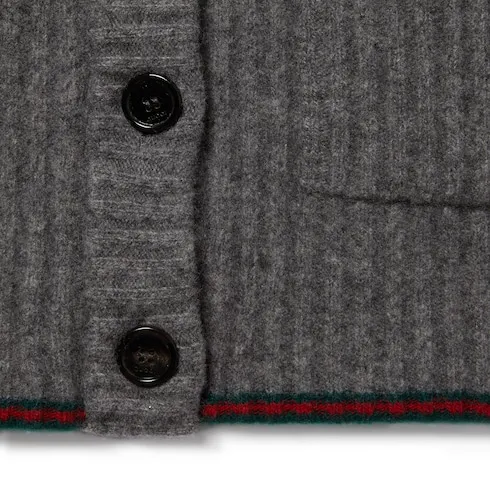 Rib Felted Wool Cardigan With Web
