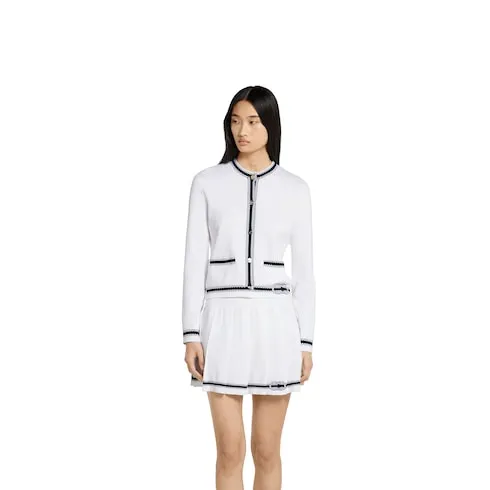 Cotton Stitch Cardigan With Intarsia