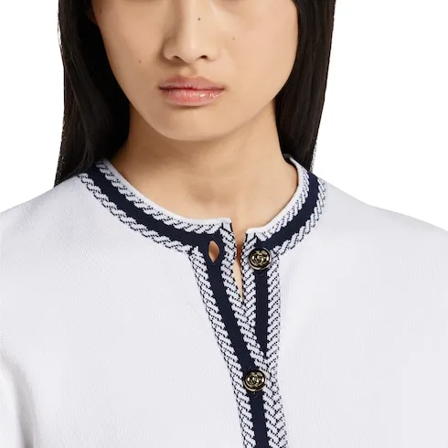 Cotton Stitch Cardigan With Intarsia