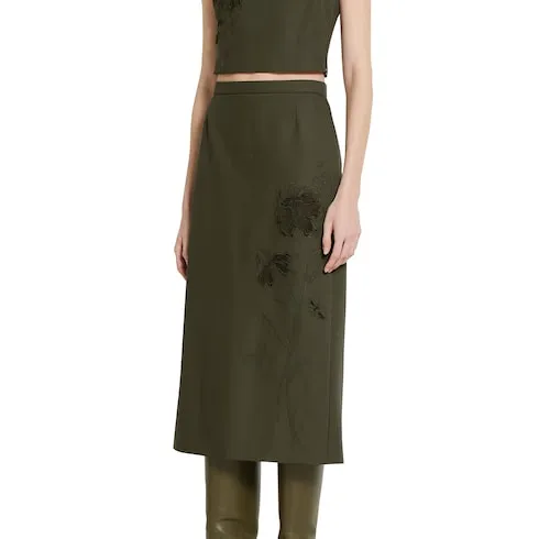 Wool Mohair Skirt With Embroidery