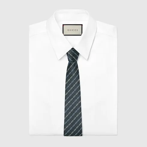 Horsebit Silk Jacquard Tie