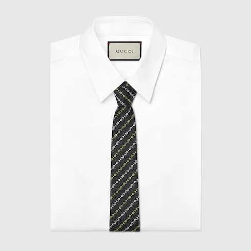Horsebit Silk Jacquard Tie
