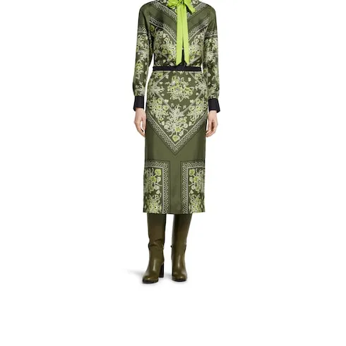 Printed Silk Twill Skirt