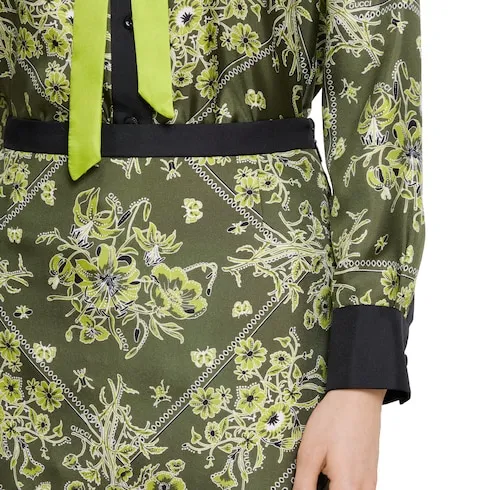 Printed Silk Twill Skirt