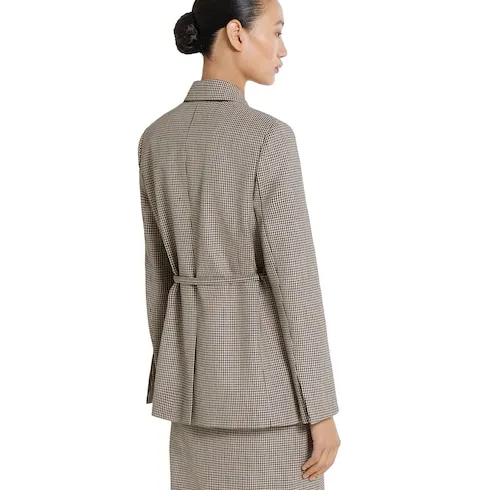 Gingham Wool Jacket With Belt