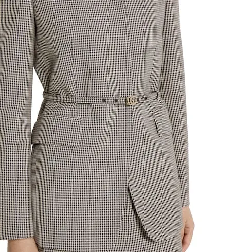Gingham Wool Jacket With Belt