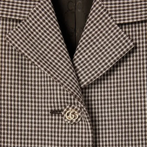 Gingham Wool Jacket With Belt