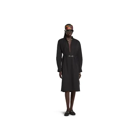 Cotton Poplin Dress With Horsebit Belt
