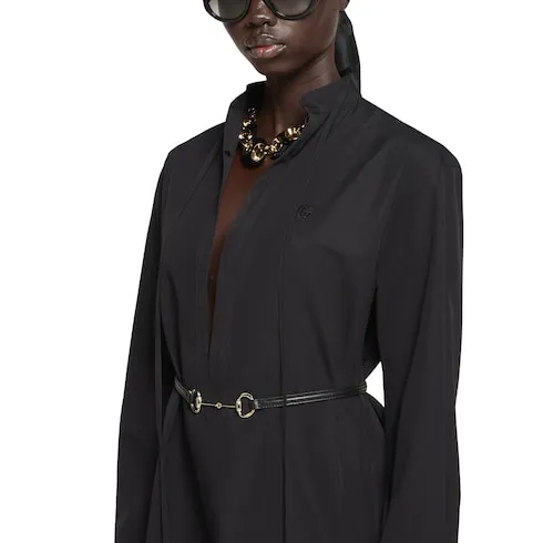 Cotton Poplin Dress With Horsebit Belt