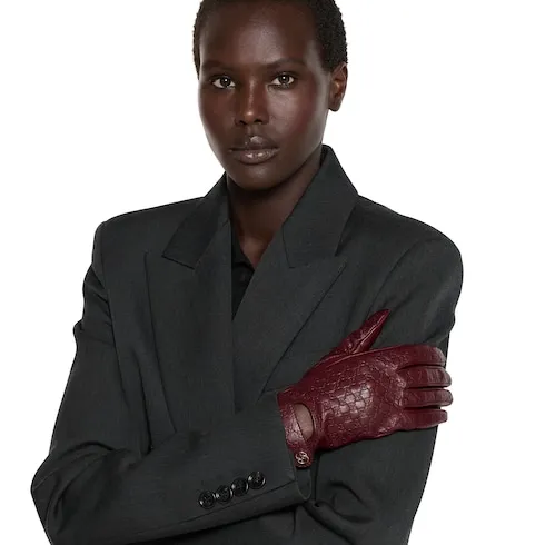 Gg Leather Gloves With Double G