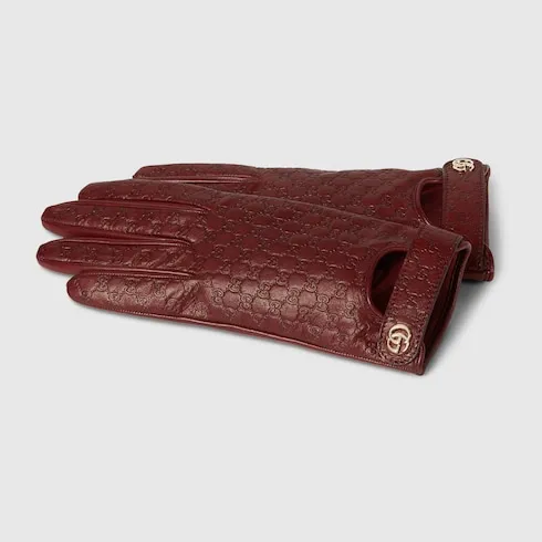 Gg Leather Gloves With Double G