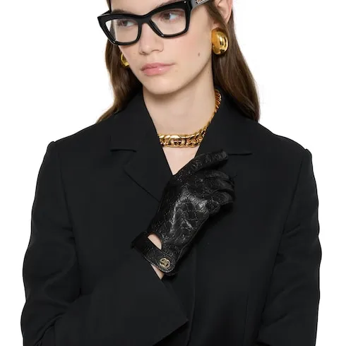 Gg Leather Gloves With Double G