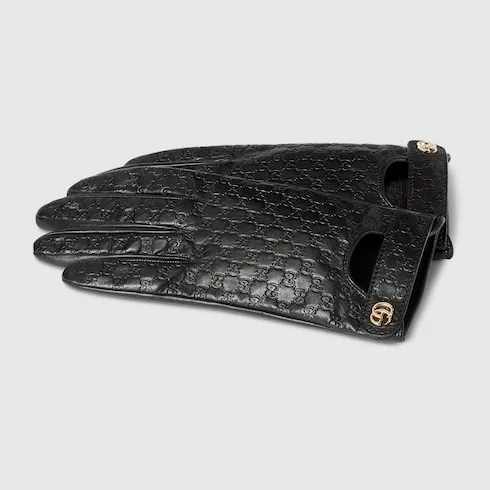 Gg Leather Gloves With Double G