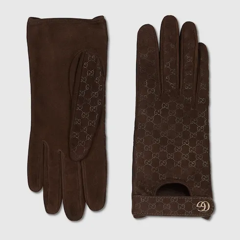 Gg Leather Gloves With Double G