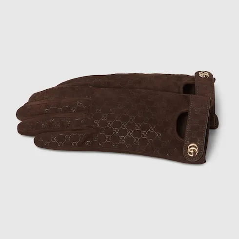Gg Leather Gloves With Double G
