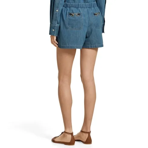 Denim Shorts With Horsebit