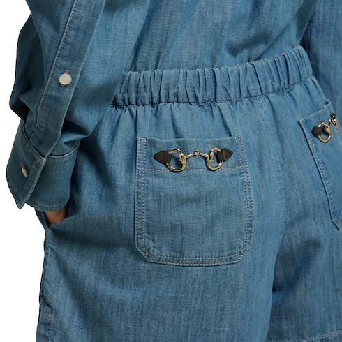 Denim Shorts With Horsebit