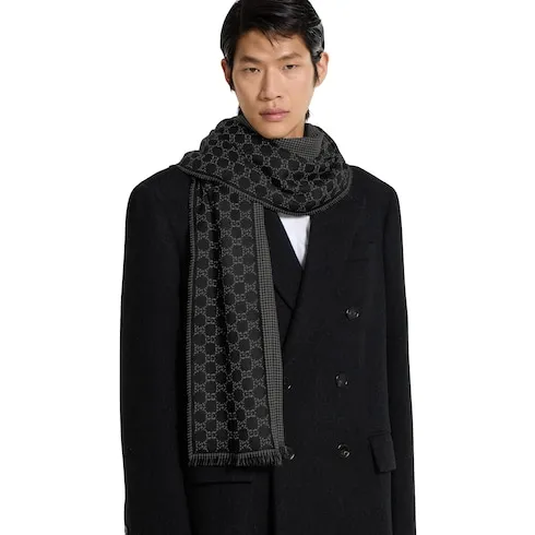 Gg Wool And Silk Jacquard Stole