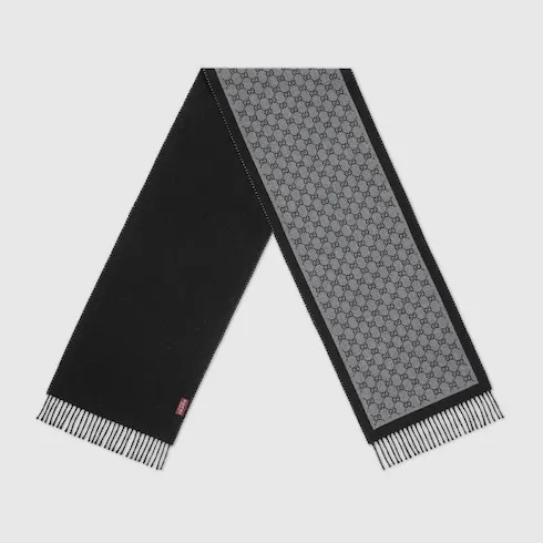 Gg Wool Jacquard Scarf