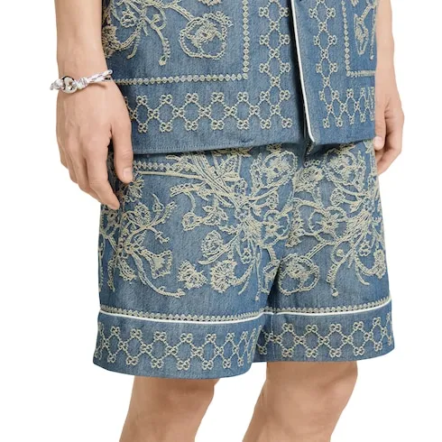 Gg Denim Jacquard Shorts