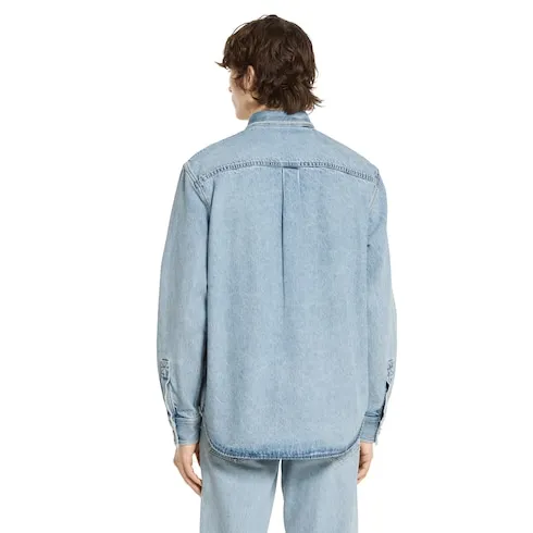 Washed Denim Shirt With Gg Insert