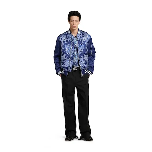 Printed Satin Zip Jacket