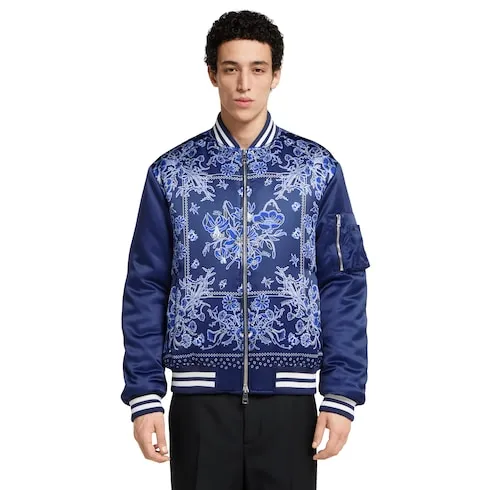 Printed Satin Zip Jacket