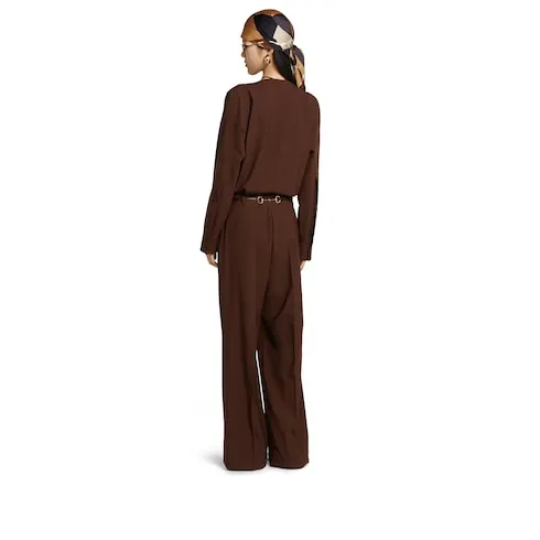 Light Wool Jumpsuit With Horsebit Belt