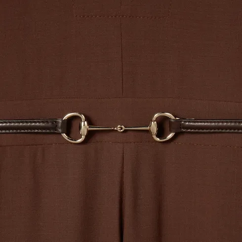 Light Wool Jumpsuit With Horsebit Belt