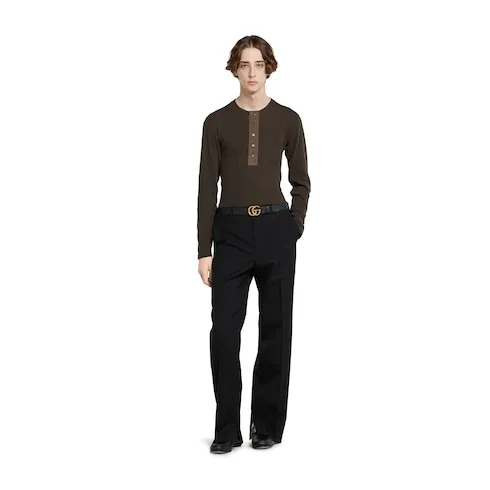 Rib Cotton T-Shirt With Embroidery