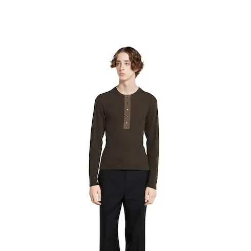 Rib Cotton T-Shirt With Embroidery