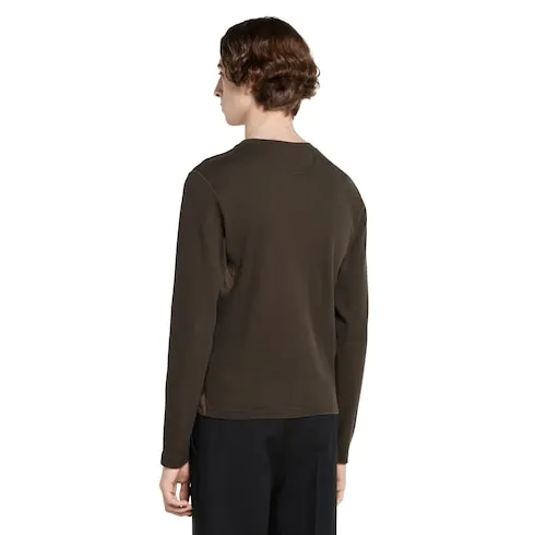 Rib Cotton T-Shirt With Embroidery