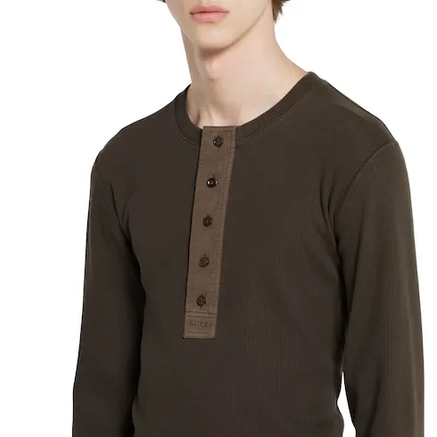 Rib Cotton T-Shirt With Embroidery