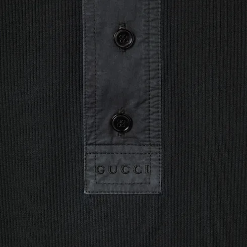 Rib Cotton T-Shirt With Embroidery