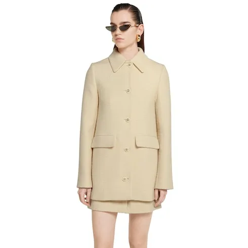 Textured Wool Tweed Coat