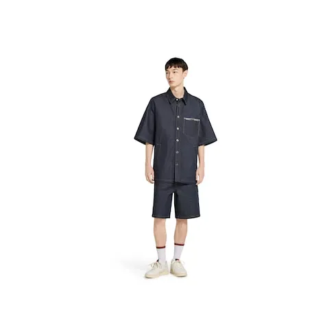 Cotton Selvedge Denim Shirt With Logo