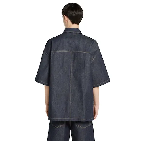 Cotton Selvedge Denim Shirt With Logo