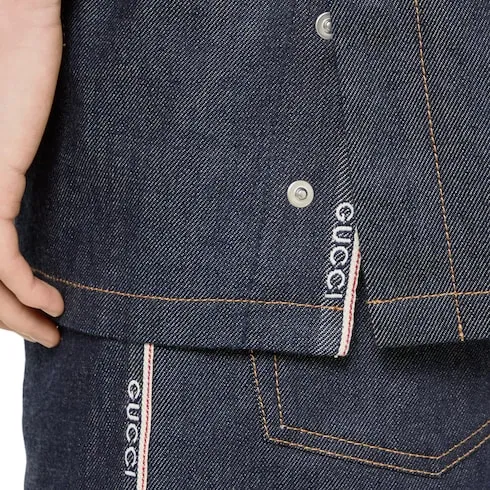 Cotton Selvedge Denim Shirt With Logo