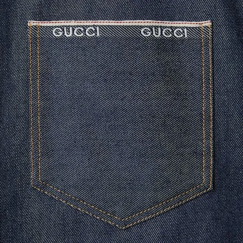 Cotton Selvedge Denim Shirt With Logo