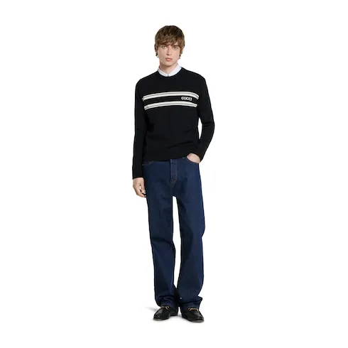 Silk Cotton Sweater With Intarsia